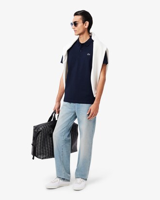 Polo regular fit en coton m&eacute;lang&eacute;