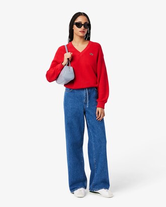 Pull col V point mousse coton