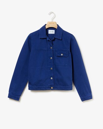 Veste boutonn&eacute;e en jean color&eacute;