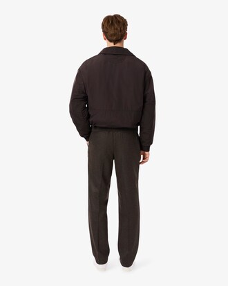 Pantalon straight fit laine &agrave; chevrons