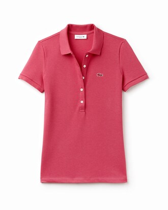 Polo slim fit Lacoste en mini piqu&eacute; de coton stretch uni