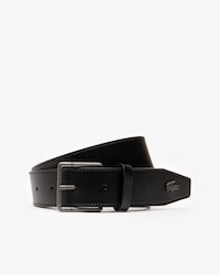 Ceinture en cuir lisse boucle ardillon gravée petit piqué