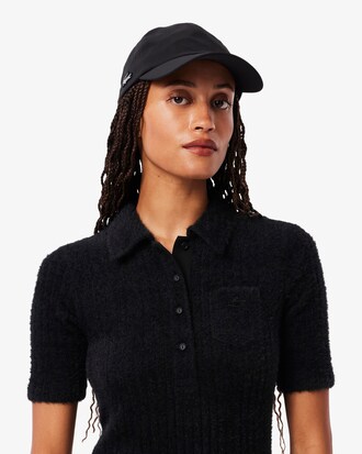 Robe col polo maille c&ocirc;tel&eacute;e duveteuse