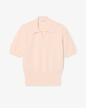 Polo maille col ouvert badge regular fit