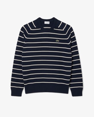 Pull coton rayé col rond