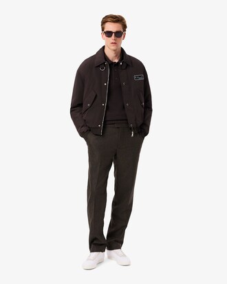 Pantalon straight fit laine &agrave; chevrons