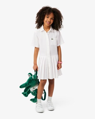 Robe chemise popeline bas pliss&eacute;