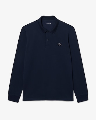 Polo regular fit manches longues en coton m&eacute;lang&eacute;
