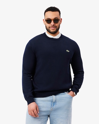 Pull coton uni col rond