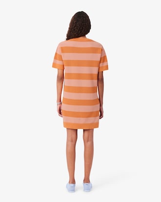 Robe t-shirt maille r&eacute;sille rayures