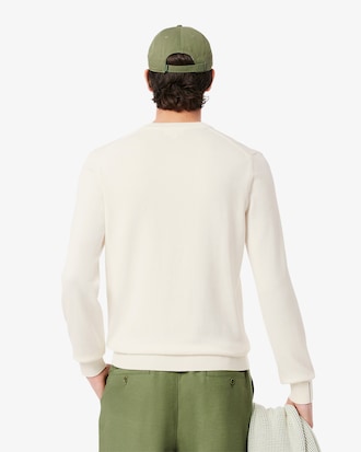 Pull coton uni col V