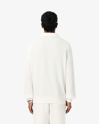 Sweatshirt col polo coton c&ocirc;tel&eacute;