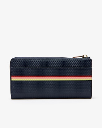 Portefeuille zippé Chantaco rayures colorées cuir piqué 8 cartes