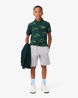 Polo en mini Piqué imprimé crocodiles