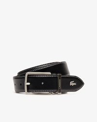Ceinture en cuir grain&eacute; &agrave; boucle grav&eacute;e Lacoste