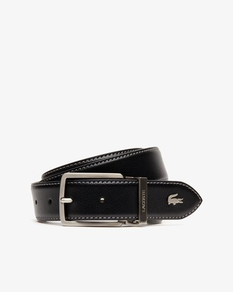 Ceinture en cuir grainé à boucle gravée Lacoste
