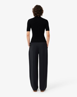 Pantalon &agrave; plis laine m&eacute;lang&eacute;e oversize