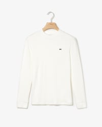 T-shirt col rond Lacoste LIVE &agrave; manches longues en maille c&ocirc;tel&eacute;e