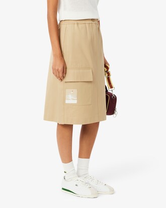 Jupe droite mi-longue en twill
