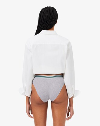 Culotte coton stretch ceinture contrast&eacute;e