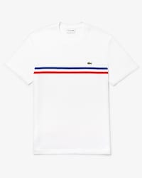 T-shirt col rond Made in France en coton &agrave; rayures tricolores