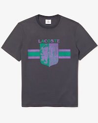 T-shirt col rond Lacoste LIVE en coton avec blason imprim&eacute;