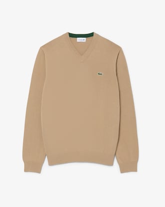 Pull coton uni col V