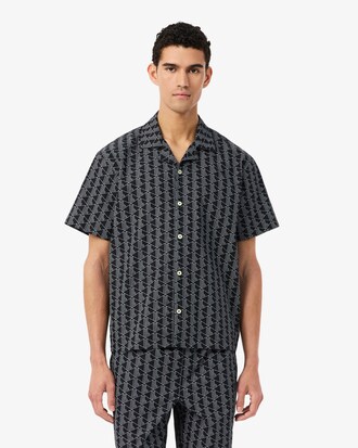 Chemise de pyjama popeline imprim&eacute; monogramme