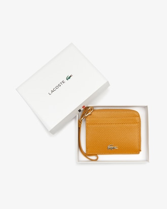 Petit porte-carte zipp&eacute; Chantaco en cuir piqu&eacute; uni