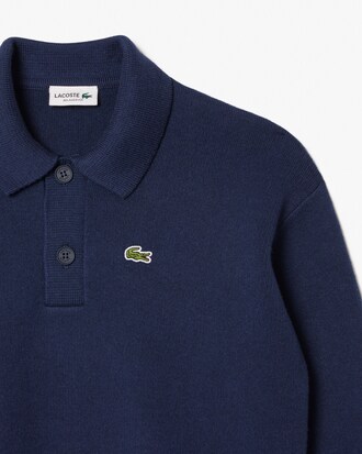 Polo manches longues coton et laine