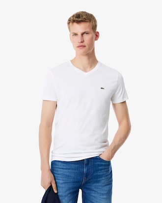 T-shirt coton Pima l&eacute;ger col V