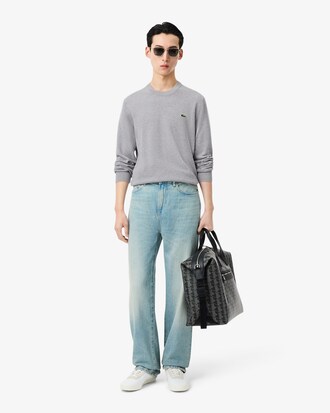 Pull coton uni col rond