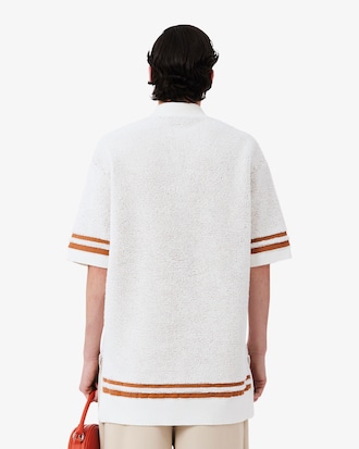 Pull col polo maille bouclette &eacute;ponge D&eacute;fil&eacute;