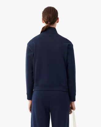 Sweatshirt col montant zipp&eacute; molleton badge