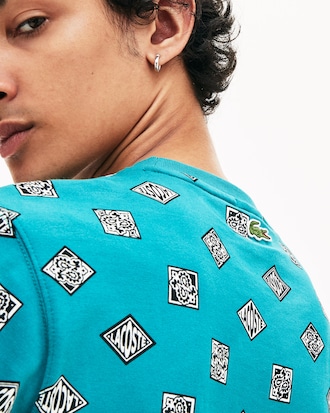 T-shirt col rond unisexe Lacoste LIVE en coton imprimé avec badge