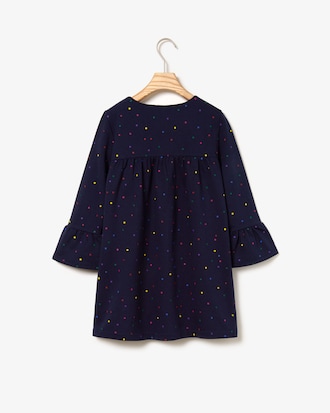 Robe Fille &agrave; manches longues volant&eacute;es &agrave; pois