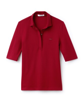 Polo slim fit Lacoste manches trois-quart en mini piqu&eacute; stretch