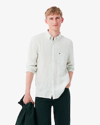 Chemise regular fit en lin ray&eacute;e