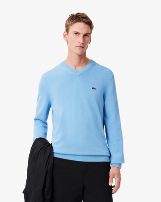 Pull coton uni col V
