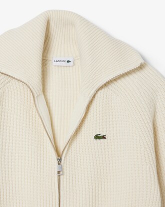 Pull zippé col montant laine cardée