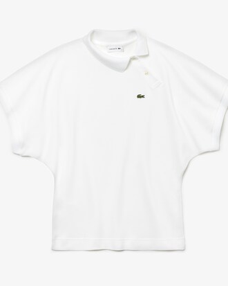 Polo manches kimono en mini piqu&eacute; stretch uni