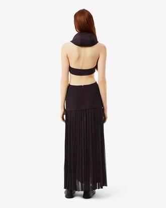 Robe longue plissée à capuche Défilé