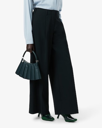 Pantalon wide fit laine m&eacute;lang&eacute;e D&eacute;fil&eacute;