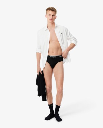 Lot de 3 slips coton uni sigl&eacute;s