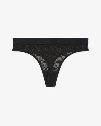 String en dentelle avec ceinture siglée