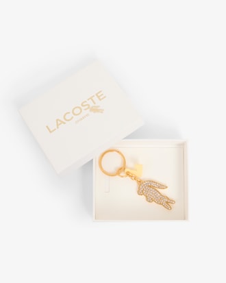 Porte-cl&eacute;s L Charms crocodile en strass