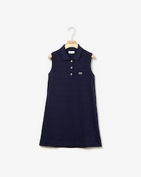 Robe polo sans manches Fille en petit piqu&eacute;