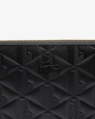 Portefeuille zipp&eacute; Maheki en cuir emboss&eacute;
