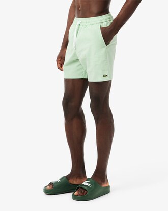 Short de bain mi-long rayé texturé