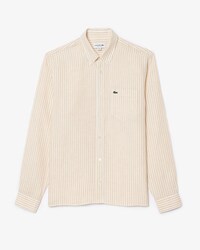 Chemise regular fit en lin ray&eacute;e